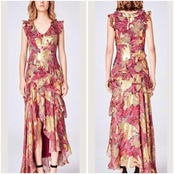 NWT Nicole Miller Pink Asymmetric High Low Silk Gown $660 - Picture 2 of 13